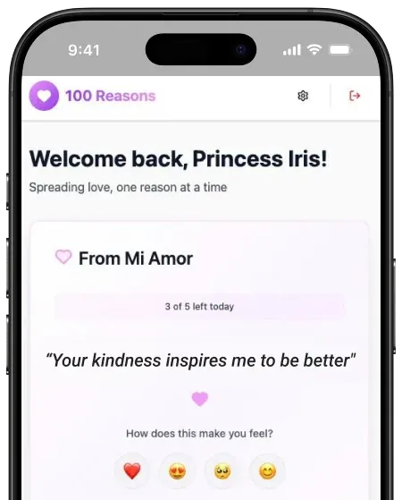 Mobile app screen displaying a received love message ready to open