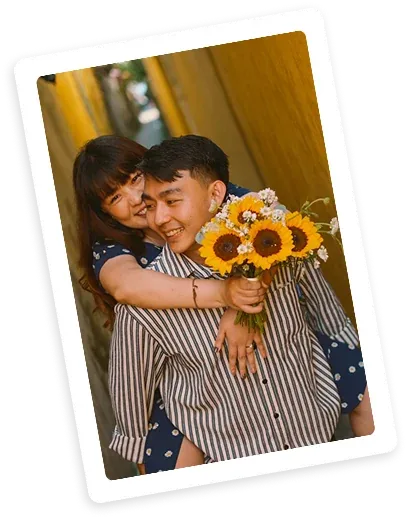 Couple with sunflowers